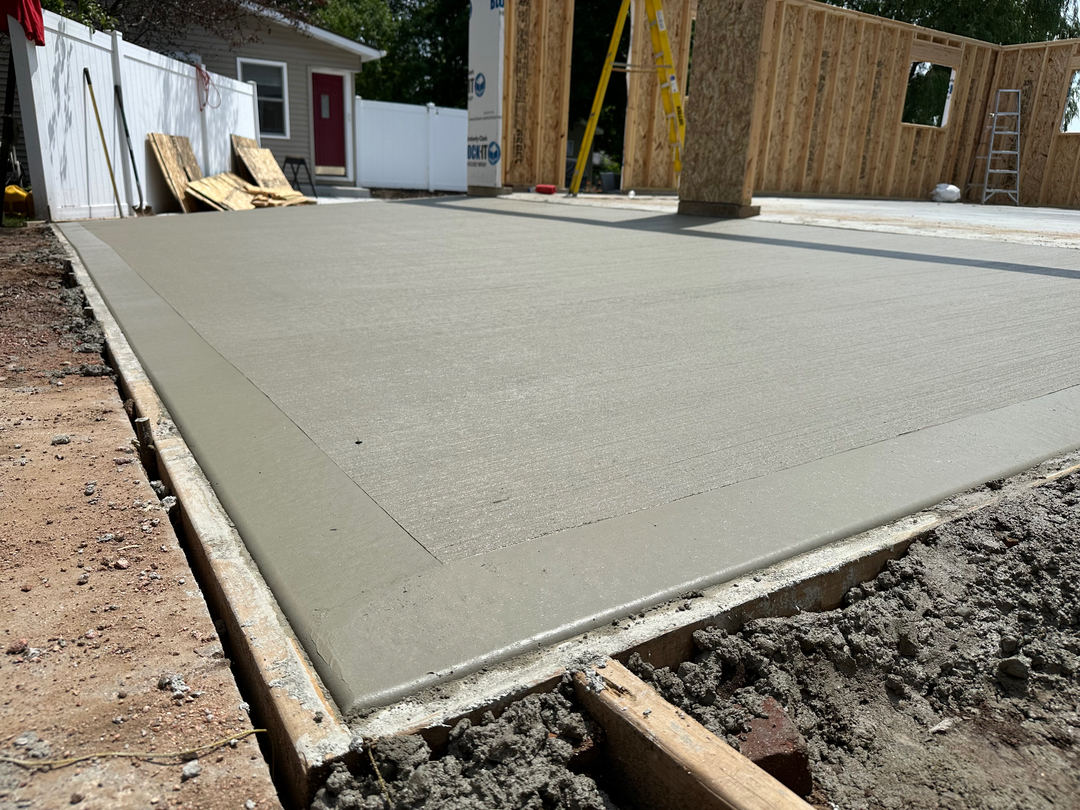 New concrete slab with a clean finish